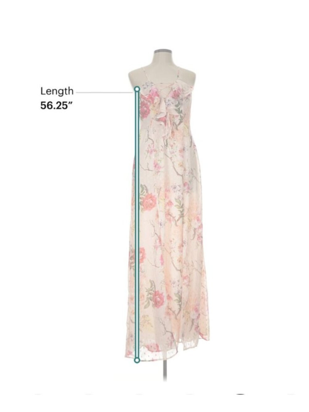 AFRM Maxi Dress Sz L Tan Floral Print Spaghetti Strap Cottagecore Romantic Bohos - Picture 5 of 7